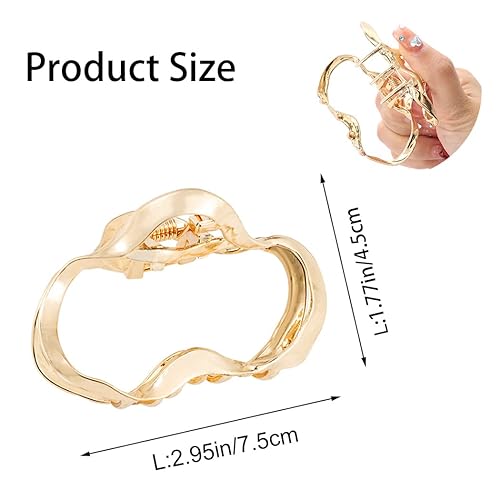 Miniatura 5 de Brinie Pinzas para el cabello, paquete de 2 pinzas geométricas huecas de aleación de metal antideslizantes para cabello grueso y fino, para mujeres