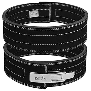 DEFY Weight Lifting Belt – Pure Leather Weightlifting Belt with Strong Buckle – Ideal Workout Equipment for Men & Women – 4″ Wide Belt for Weightlifting, Powerlifting, & Strength Training (Medium, Black Suede Leather)