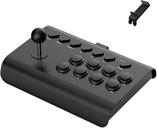 Vilom マルチプラットフォーム対応アーケードジョイスティック：PS4/Switch/PC/スマホ/テレビ対応。有線・Bluetooth・2.4GHzの3モード接続。8方向精密スティックで零遅延操作。TURBO連射機能（最大1秒25回）搭載。伸縮式スマホホルダー付きで携帯性 (ブラック)