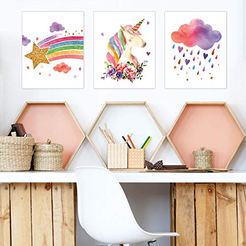 9 Pièces Tableau Licorne Poster Licorne Chambre Fille Cadre Licorne Poster Cheval Affiche Ado Enfant 10 Ans Junique Impressions d'Art Mural Arc-en-Ciel Licorne Poster Aquarelle pour Décorations