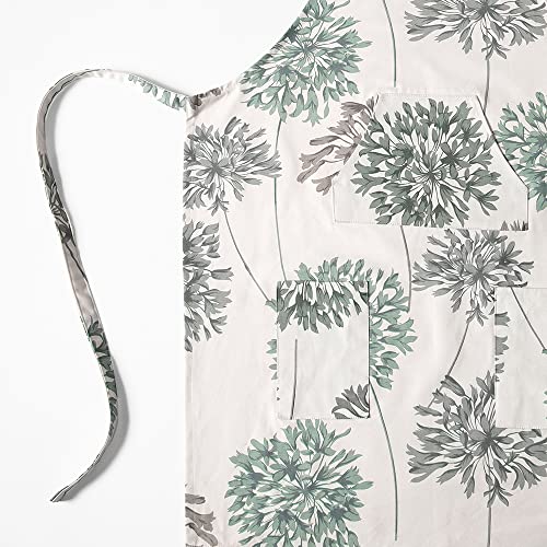 Image of HPD Half Price Drapes Aprons for Men Women with Large Pockets Adjustable Unisex PRTW-D05-AP Allium Printed Cotton, 27 X 34 Inch, Allium Blue Gray
