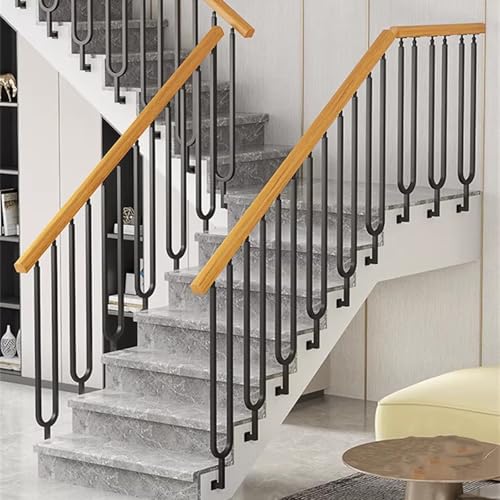 Balaustradas de metal para escaleras con poste de montaje lateral de 110 cm de altura 7