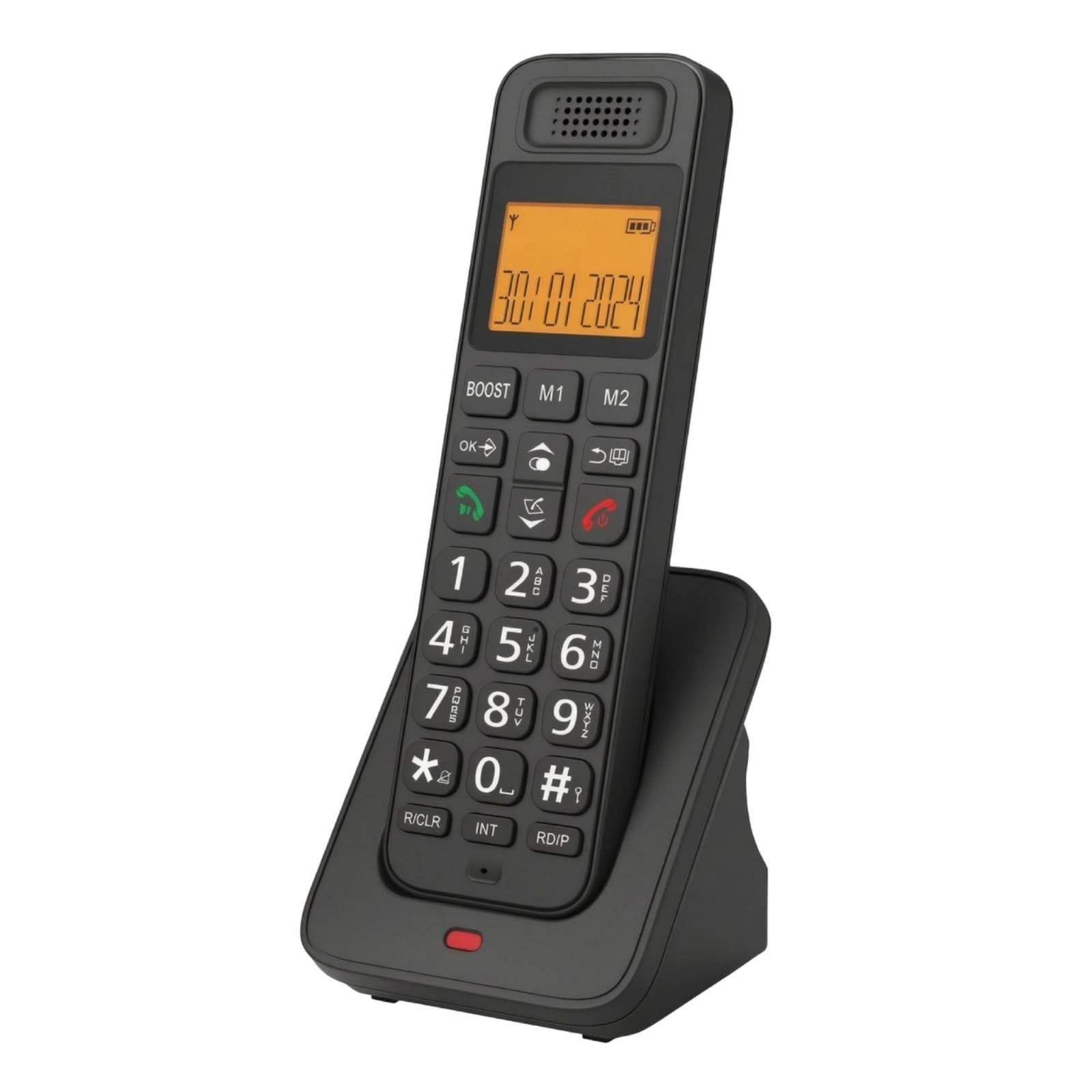 Large Buttons Digital Cordless Telephone Backlit Screen Cordless Home Phone Speaker Grille Charging Base Phone Internal Call System for Older Adults, Seniors, Black, Us Plug-image-24