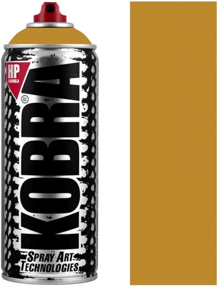 KOBRA HP High Pressure Spray Paint 400ml Can – Professional Grade 100% Acrylic Formula with Matte Finish for Graffiti, Street Art, Crafts & Multi-Surface Use (150 Mustard)
