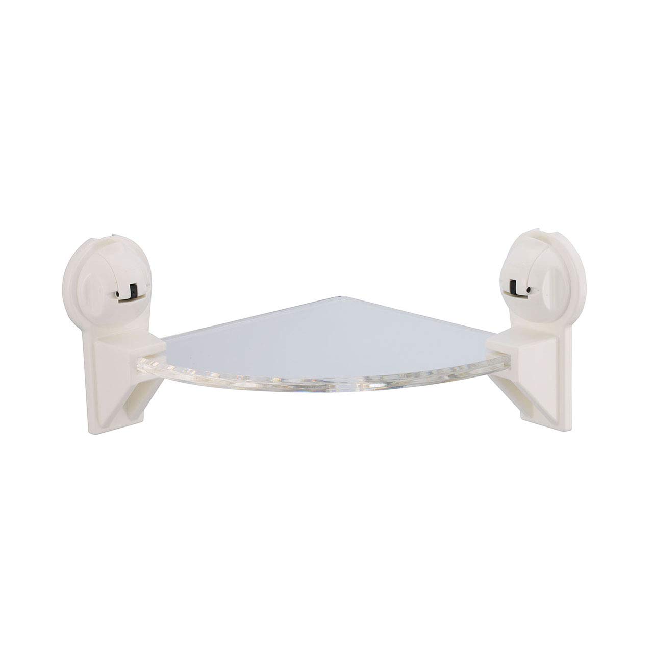 FECA FE-B1012 Triangular Corner Shower Wall Mount Clear Shelf with No Drill Powerful White Suction Cup for Bathroom