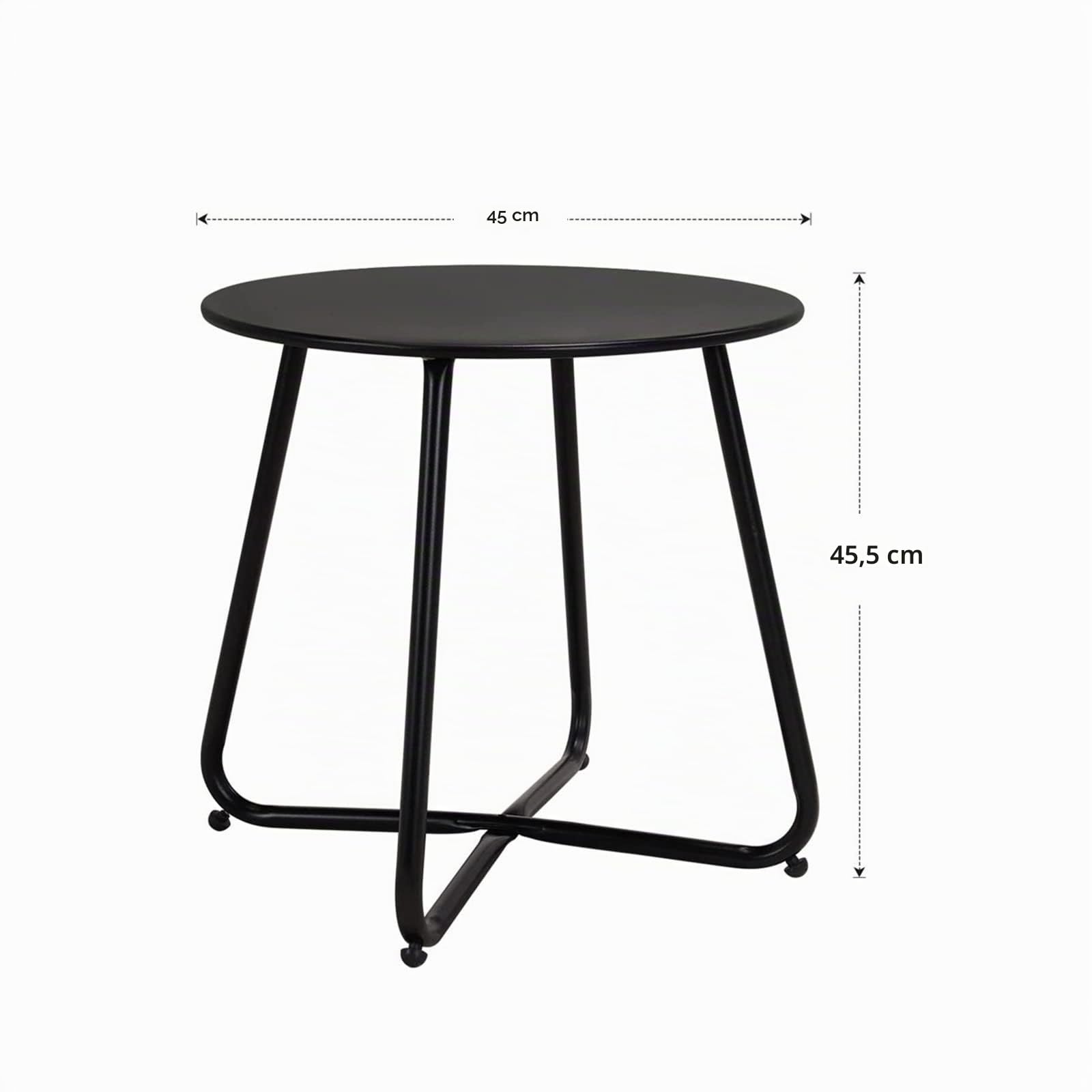 Grand patio Petit Table d'Appoint, Couleurs Variées, Café Table, Acier de Première Qualité, Poids Léger, Table Basse pour Bureau, Balcon, Cuisine et la Chambre (Noir)