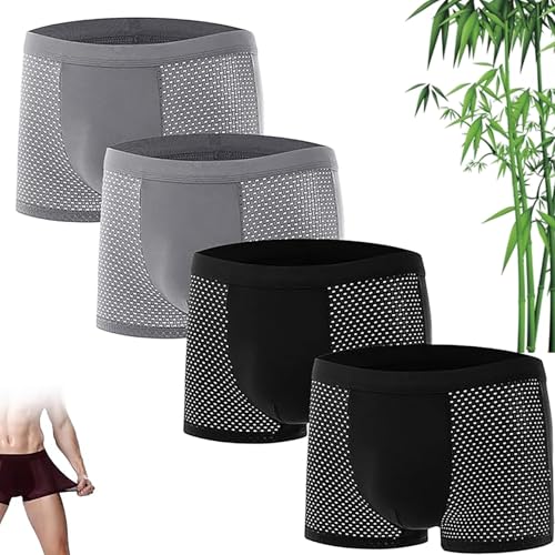 4/8 pcs Boxhero Boxer en Fibre de Bambou, Boxer en Fibre de Bambou, Box Hero Boxer en Bambou pour Un Confort Toute la journée sous-vêtements pour Hommes Boxer en Bambou (4PCS-C, 5XL(80-90KG))