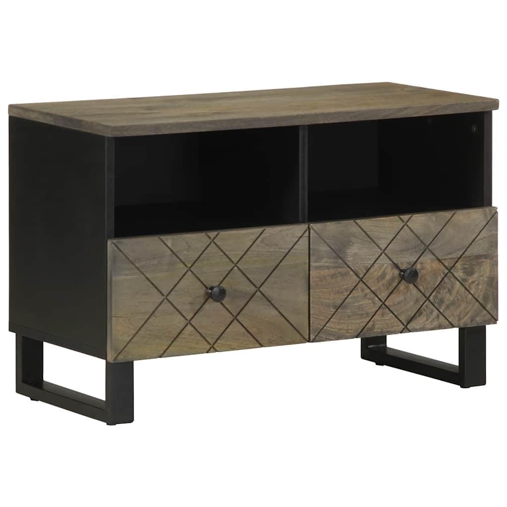 Meuble TV noir en bois massif pour gagner de la place dans un petit salon