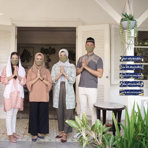 Adornos Eid Ramadán Mubarak de madera y pedimento islámico de Alá 5