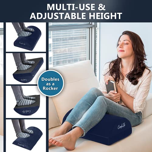 ComfiLife Foot Rest for Under Desk at Work – Adjustable Height Memory Foam Foot Stool for Under Desk, Office Chair & Gaming Chair – Ergonomic Footrest for Back & Hip Pain Relief (Navy) - Image 5
