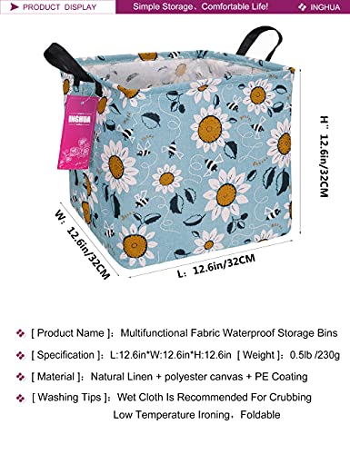 Inghua Square Storage Basket Fabric Organizer Bin For Toys,Books,Clothes,Gifts,Pets-Perfect For Home,Office,Nursery,Dorm,Shelf(Square Sunflower) #TOP1