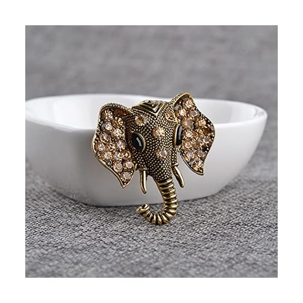 2PCS Animal Brooch Vintage Alloy Inlaid Rhinestone Female Elephant Collar Brooch Pin Badge for WOMEN - Image 6