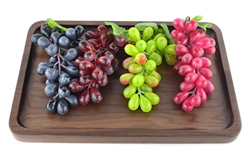 Samyo Black Walnut Solid Wood Rectangular Tableware Serving Tray Handcrafted Decorative Trays Food Tray Serving Platters for Coffee Wine Cocktail Fruit Meals (Middle Size)