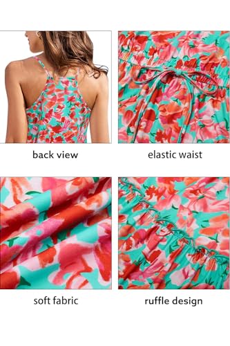 Image of Newshows Women's Summer Casual Dress Cute A Line Ruffle Hem Flattering Fit Beach Vacation Sundress