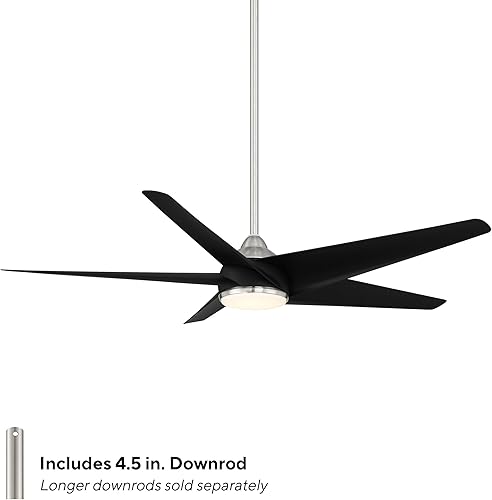 Miniatura 2 de WAC Smart Fans Viper - Ventilador de techo de 5 aspas para interiores y exteriores, 60 pulgadas, níquel cepillado negro, con kit de luz LED de 3000