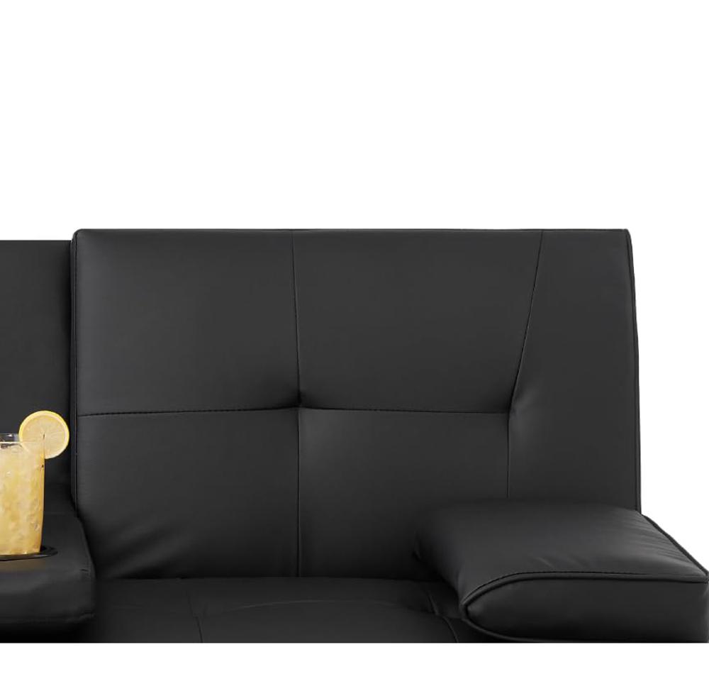 Best Choice Products Faux Leather Upholstered Modern Convertible Futon, Adjustable Folding Sofa Bed, Guest Bed w/Removable Armrests - Black