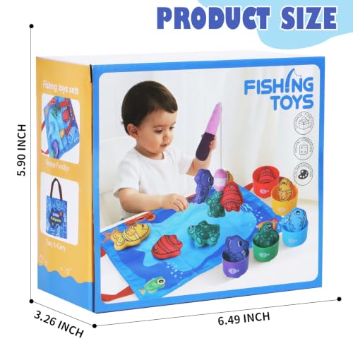 BananMelonBM Montessori Toys for 1 Year Old Fishing Game 1 2 3 4 Year Old Boy Birthday Gift 10 in 1 Cloth Fishing Game Toddler Toys Stacking Cups Sorting Stacking Toys Early Learning Activity Set - Image 5