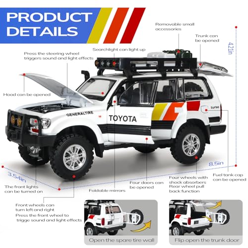 Coche de juguete Landcruiser LC80 a escala 1:24 miniatura 2