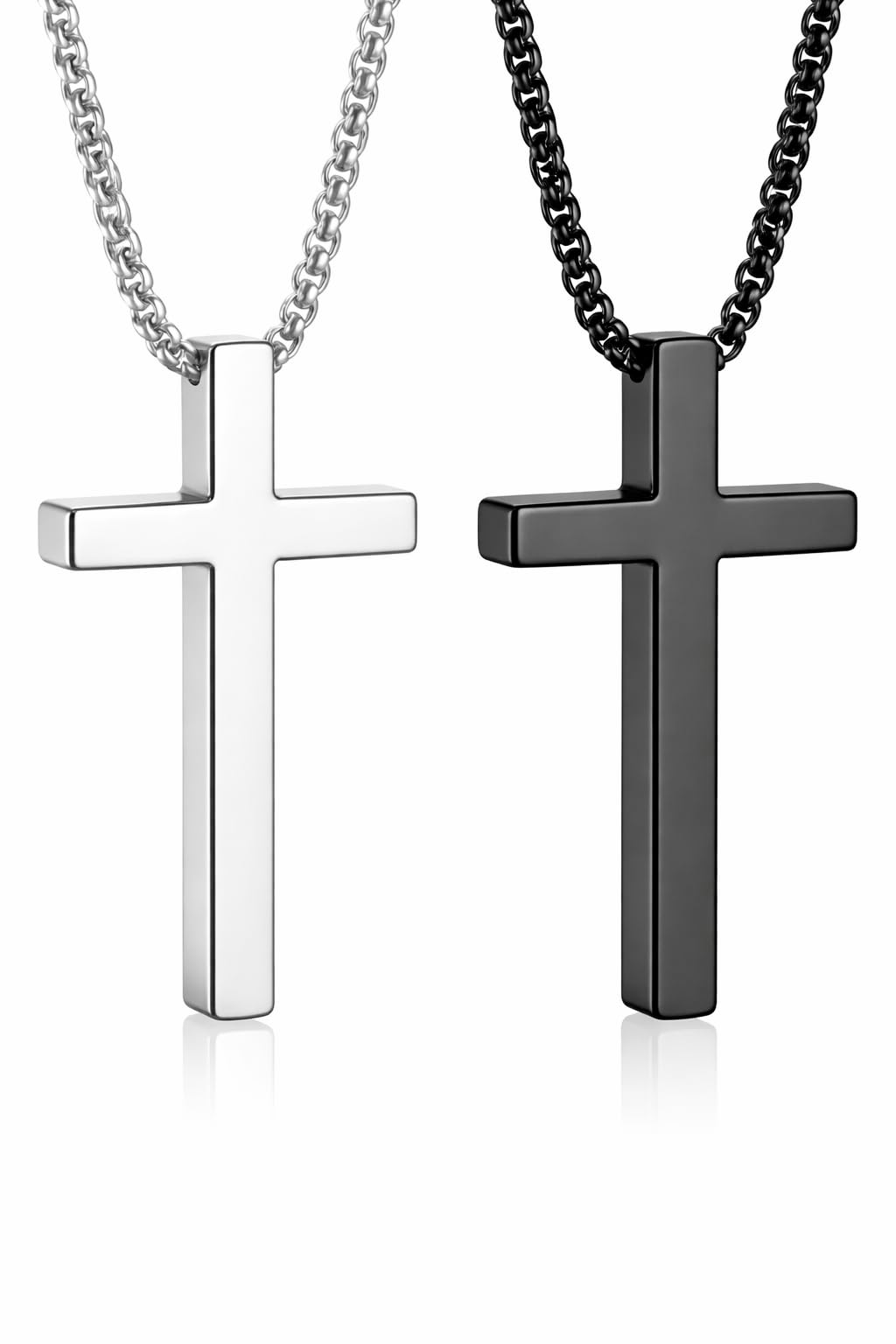 Cross Pendant with Box Chain Fashion Jewellery for Men and Women | Combo Black & Silver Pendants | Stainless Steel Cross Pendant Necklace Chain for Men | Birthday Gift for Men and Boys Anniversary Gift for Husband-image-12