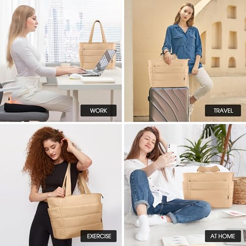 Image of KALIDI Quilted Carryall Tote Bag, Large Puffer Crossbody Women Handbags Shoulder Soft Fluffy Lightweight Travel