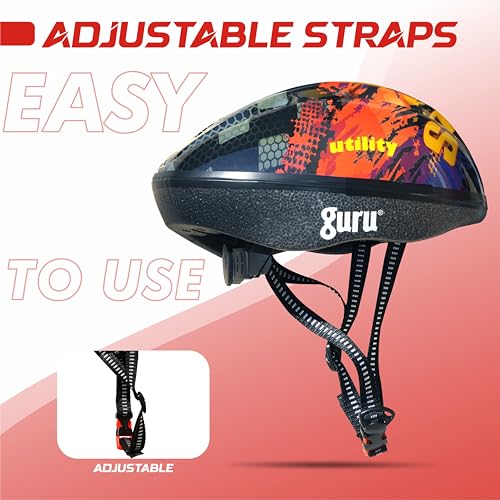 Image of GURU Cycling Helmet, Light Weight with Superior Ventilation, Helmet for Mountain, Road Bike & Skating Helmet with Premium Black EPS Foam Lining, Ideal for Adults and Kids
