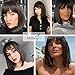 AISI BEAUTY Dark Brown Bob Wig with Bangs Short Brunette Wigs for Women Synthetic Bob Wigs for Cosplay Party 12 Inch