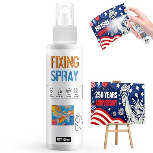 JAOJAO Fixative Spray for Pencil Drawings, Fixative Spray Moisturizes Long-Lasting Invisible Protection No Fading for Watercolor Colored Pencils Sketching for 250 Anniversary Supplies, 100ml
