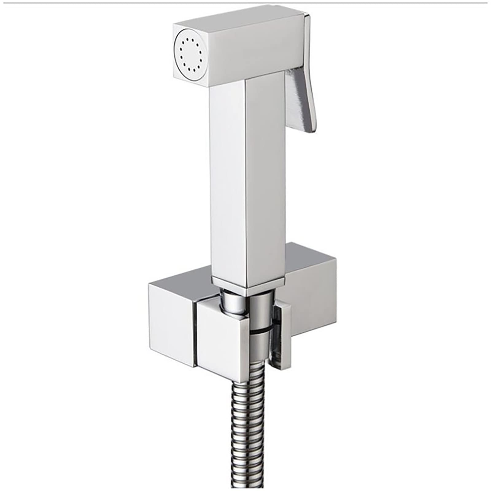 Spruzzatore per bidet, doccetta per WC, montaggio a parete, in ottone massiccio, rubinetto per bidet da bagno, soffione quadrato, panno per la pulizia del bagno, set spruzzatore per l'igiene del bagno