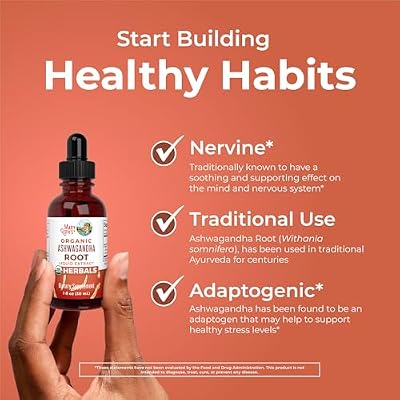 MaryRuth Organics Ashwagandha Root | USDA Organic Ashwagandha Liquid Drops | Stress Relief, Natural Calm, Relaxation and Mood Support Supplement | Adaptogenic | Nervine | Vegan | Non-GMO | 60 Servings