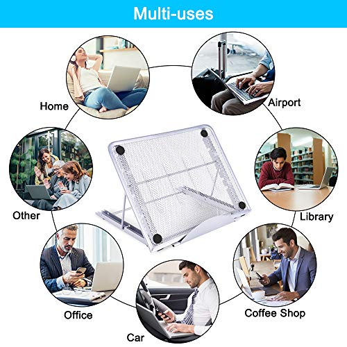 Aigital Laptop Stand, Computer Stand for Laptop, Portable and 6+4 Adjustable Tablet Laptop Holder Stand with Hollow Heat Dissipation Design Compatible with 7-15.6 inches Laptop, IPAD, Cell Phone - Thumbnail 4