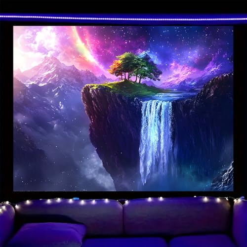 Image of Nuxovilar Floating Island Wall Tapestry Polyester 59.05x51.18 In | Glow Poster Trippy Wall Art Galaxy Decor UV Backdrop Living Room Bedroom Lounge Space Room (Floating Island)