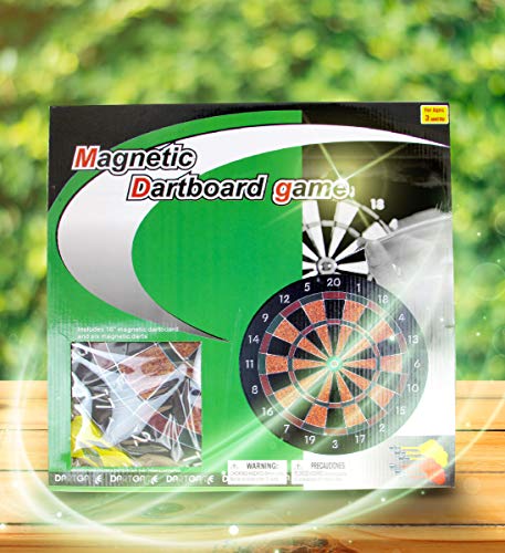 Mozlly Dart Board Game With Magnetic Darts Set – Non-Sharp Pretend Dartboard Game With Hanging Backboard For Man Cave, Home, Office – Easy Set Up Indoor And Outdoor Sports Dart Game - 16 Inch #TOP4