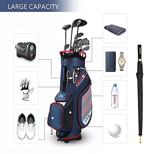 Golf Stand Bag With 14 Way Divider, Waterproof Durable Portable Golf Bag For Men, Lightweight Golf Club Travel Bags For Airlines (Blue) #TOP2
