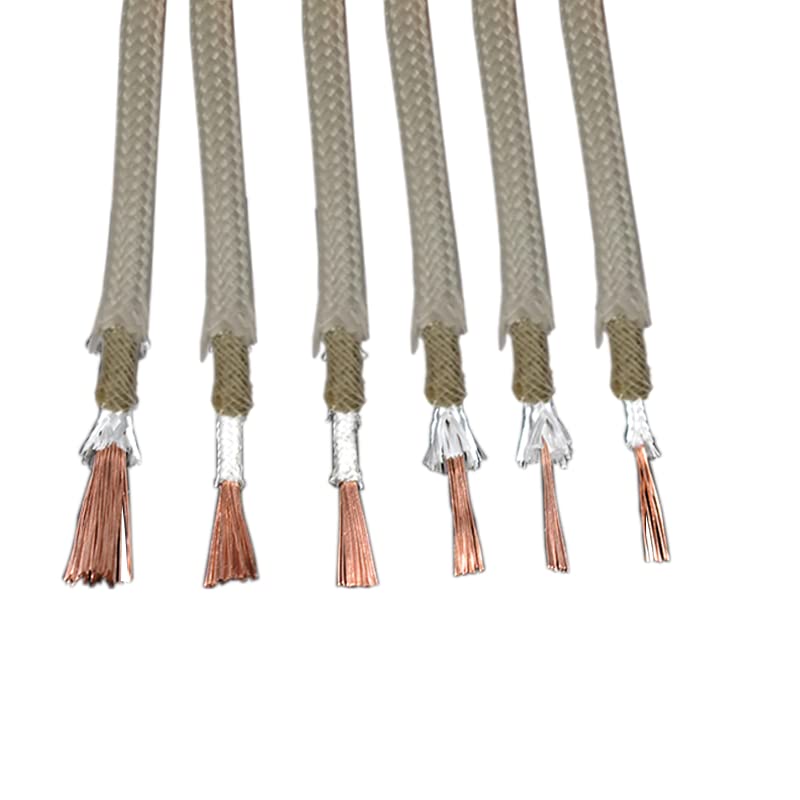 High Temperature Mica Braided Wire, High Temp Resistant 500℃ Mica Braided Wire Single Core Copper Fireproof 6-20 AWG 1 Meter(11 Awg 4.0Mm)