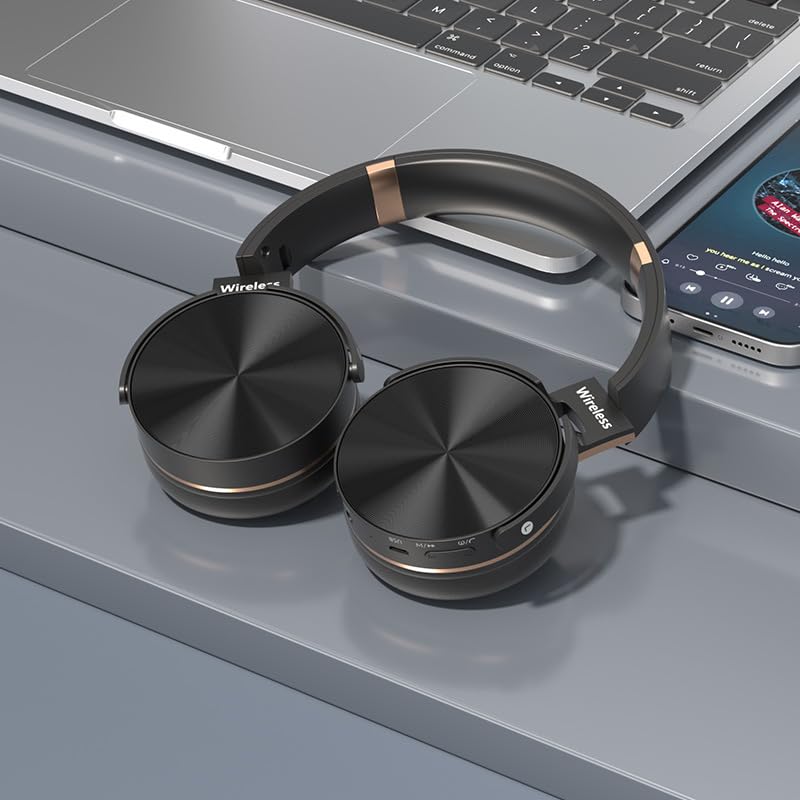 CherryBlossoms Wireless Over Ear Headphones, Head-Mounted Wireless Headset, Foldable Sports Earphones, Ultra-Long Battery Life, Ultralight Painless Wear (Black)