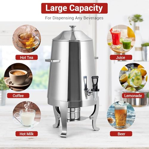 3.4 Gallon Stainless Steel Insulated Beverage Dispenser, with Spigot Single Head Hot & Cold Drink Dispenser for Coffee, Tea, Water by WildVenture - Image 6