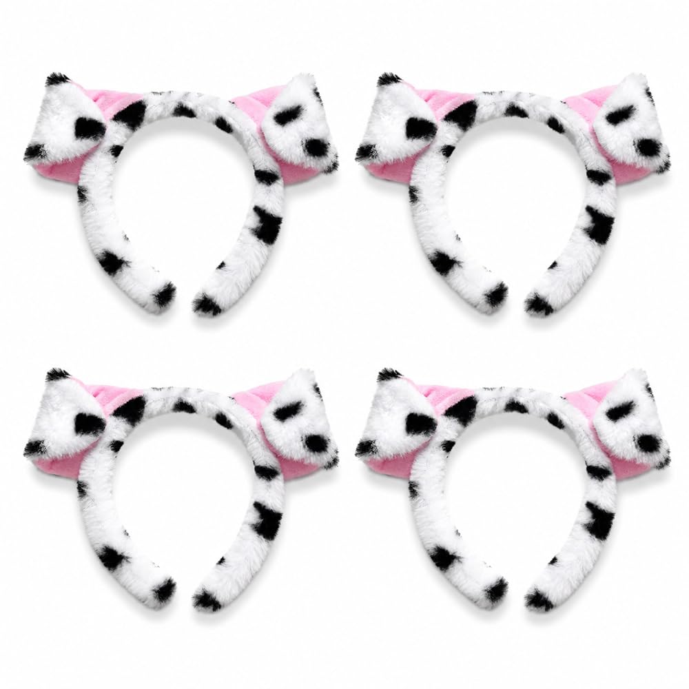 Thrynexon 4Pcs Fluffy Puppy Ears Headband Set for Adults Halloween Costume