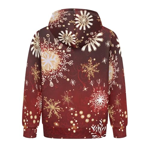 Kids Hoodies Sweaters Christmas Xmas Snowflake Hooded Sweatshirts with Big Pockets for Boys Girls B04003752