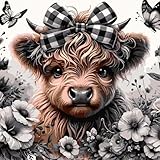 SHICERNHJ Highland Cow Paint by Numbers Kit for Adults,Flower Plant Adult Paint by Number Kits for Beginner,DIY Acrylic Oil Paint by Number on Canvas for Home Wall Decor 16 X 16Inch