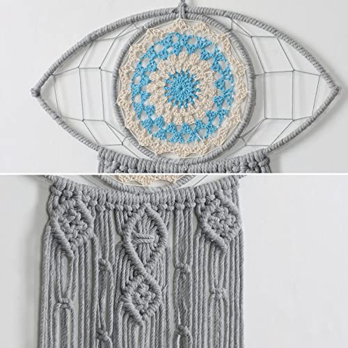 Lomohoo Large Boho Dream Catchers Evil Eye Macrame Wall Hanging Woven Dream Catcher For Bedroom Home Dorm Room Ornament(Grey) #TOP2