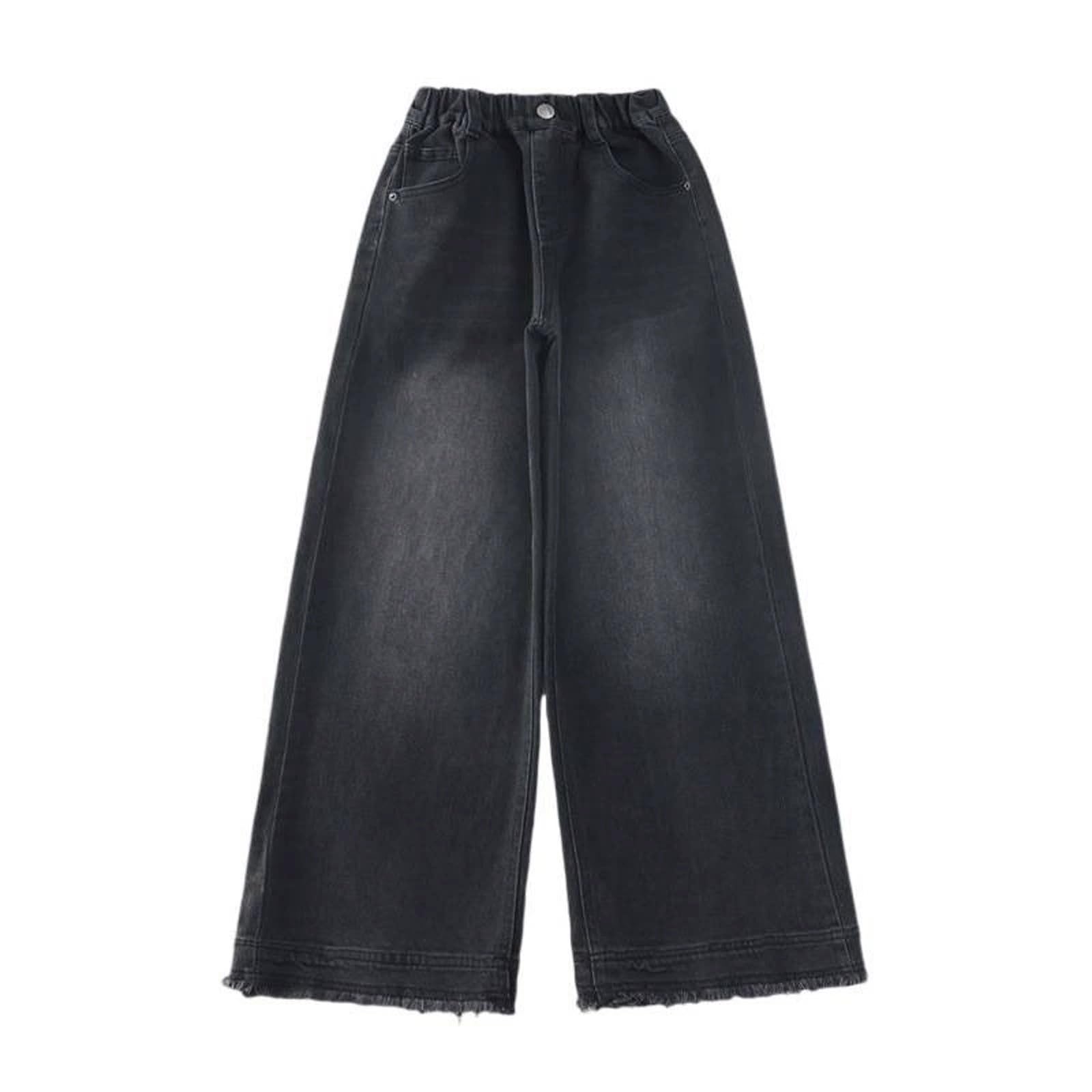 Baggy Jeans Mädchen 120-170 Fit, Wide Leg Jeans Mädchen 4-16 Jahre Y2K Straight Loose Fit, Jogginghose Teenager Elastische Taille, Jeanshose Denim Hosen Kinder Vintage Lässige