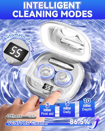 2025 Upgraded Ultrasonic Contact Lens Cleaner【50KHz Germany Super Motor】【Top1 Intelligent Chip-Smart Modes】 Gentle Cleaning & 99% Brightness, Portable Contact Lens Care Tools Home Travel (Grey) - Thumbnail 5