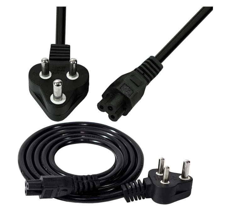 Green Lap 3 Pin Power Cable Replacement Power Cord for Laptop/Desktop/Monitor/Printer - Black Color