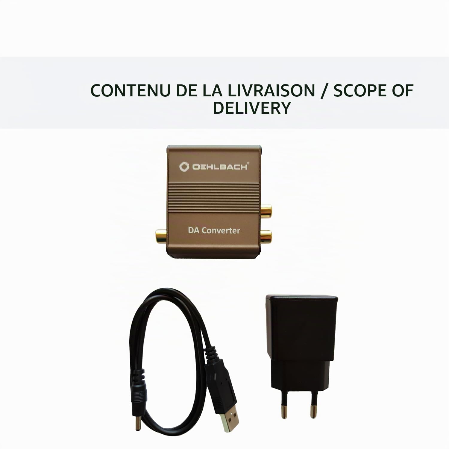 Oehlbach DA Converter - Convertisseur Audio numérique/analogique - Coaxial/Optique, R-L/Jack - Cirrus Logic Chip, Brun métallique