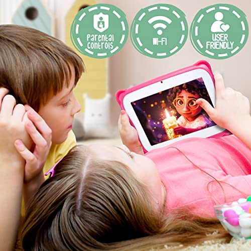 Image of Pyle 7-Inch Android Tablet w / 1080p HD Display, 7 inch Kids Tablet w /Stylus Pen Dual Camera, WiFi Compatibility, Quad-Core Processor, 1GB RAM, 8GB Storage, Kid-Proof Cover (Pink)