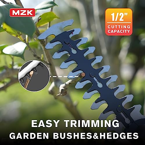 MZK 2-in-1 20V Pole Mini Hedge Trimmer & Grass Shear, 13ft Reach, Electric Hedge Trimmer with Extension Pole, Multi-Angle (Battery and Charger Included)