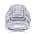 925 Sterling Silver Shiny Full Diamond Gemstone Ring 18K Gold Cubic Zirconia Promise Rings CZ Diamond Multi Row Ring Eternity Engagement Wedding Band Ring Sets Z.41(US Code 7)
