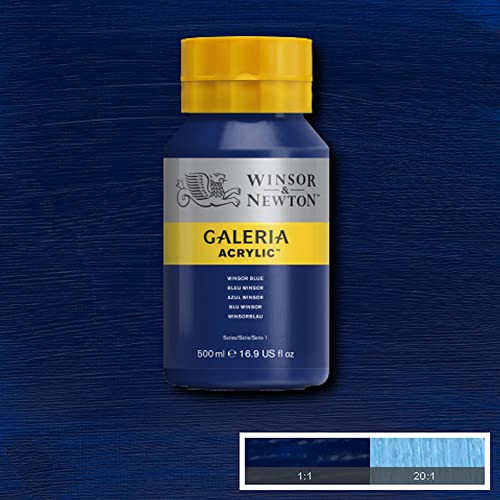 Image of Winsor & Newton Galeria Acrylic Colour - Jar of 500 ML - Winsor Blue (706) - Highly Pigmented Lightfast Artists' Acrylic Paints for Canvas, Wood, Fabric & Paper - More Colours Available