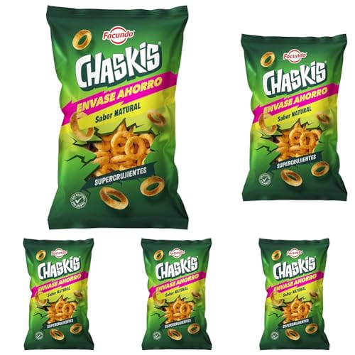 Facundo Chaskis de Maíz | Snack Crujiente y Delicioso | Anillos de Maíz Clásicos | Sabor Natural | 180g | Aperitivo Ligero y Divertido | Para Compartir y Disfrutar en Cualquier Momento (Paquete de 5)