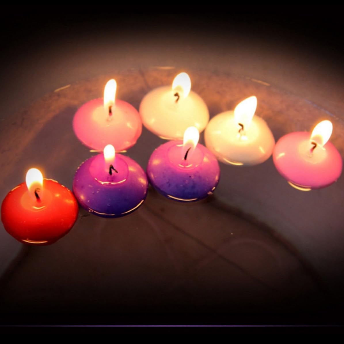 10pcs Purple Unscented Floating Candles, Round Paraffin Wax Disc Set